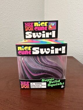 Nee Doh Nice Cube Swirl Super Solid Squish - Purple & Black Swirl